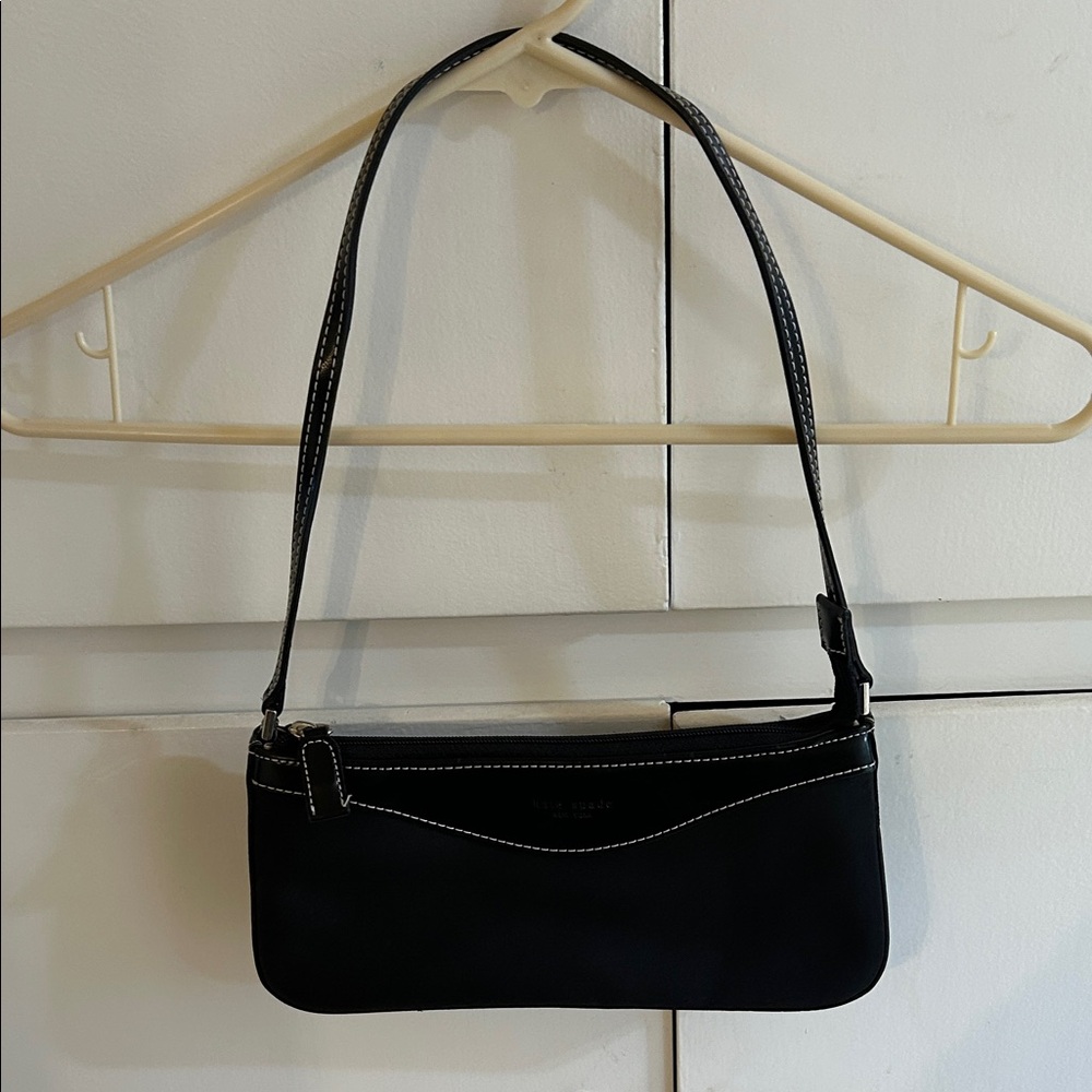 Kate spade Black Shoulder Bag with White Stitching
